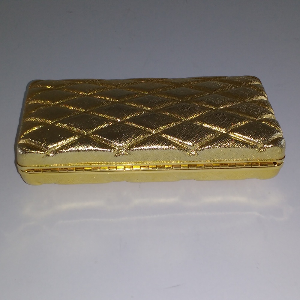 *Fabrizio Verniani gold-tone metal hard case crystal clutch - Picture 5 of 8